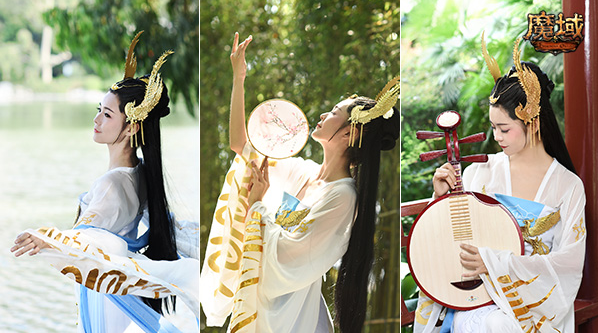 仿佛游戏中的女神一般也让人简直难分清她是不是从画中穿越而来